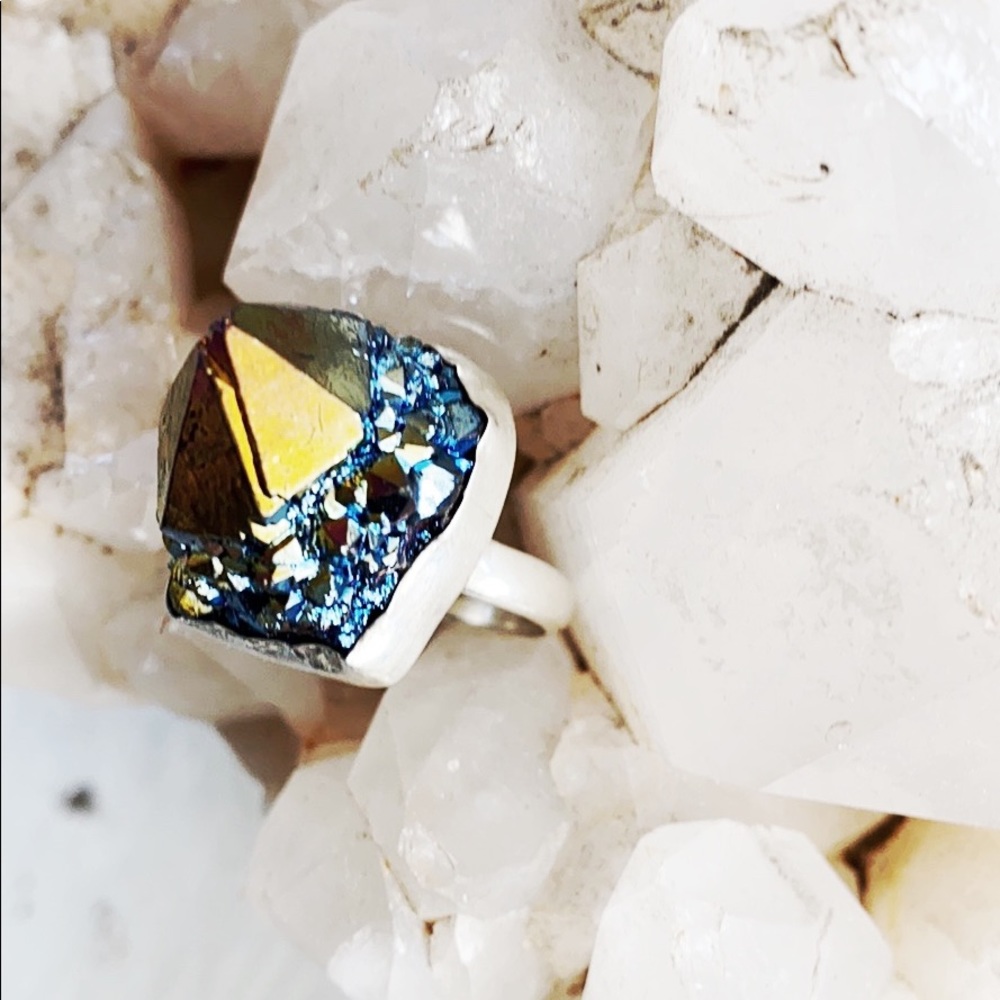 Titanium Quartz Sterling Silver Ring - image 1